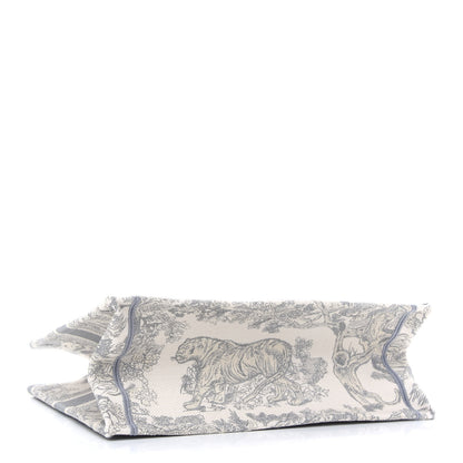 Christian Dior Canvas Embroidered Medium Dioriviera Toile De Jouy Book Tote Gray 4 of 12
