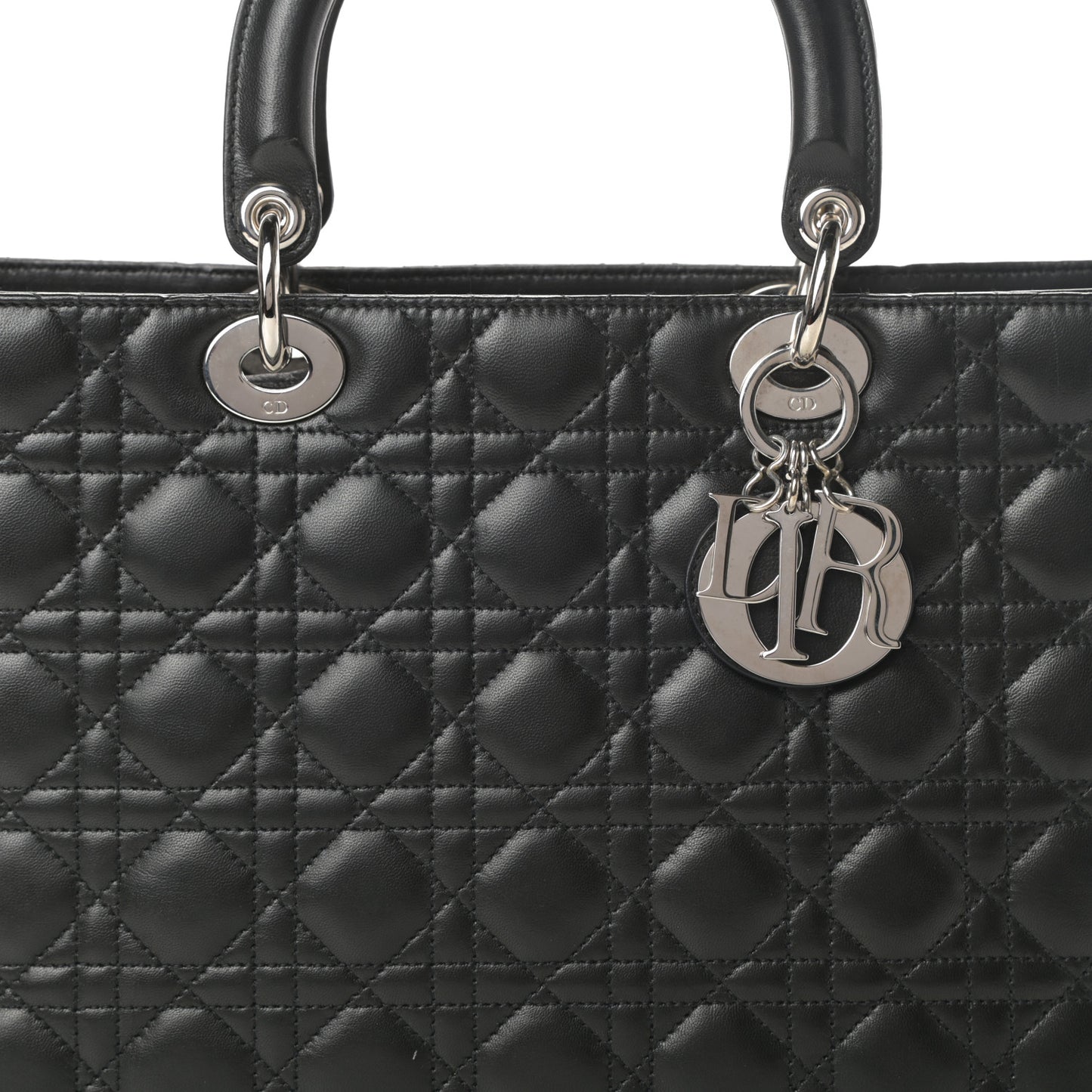Lambskin Cannage Large Lady Dior Black