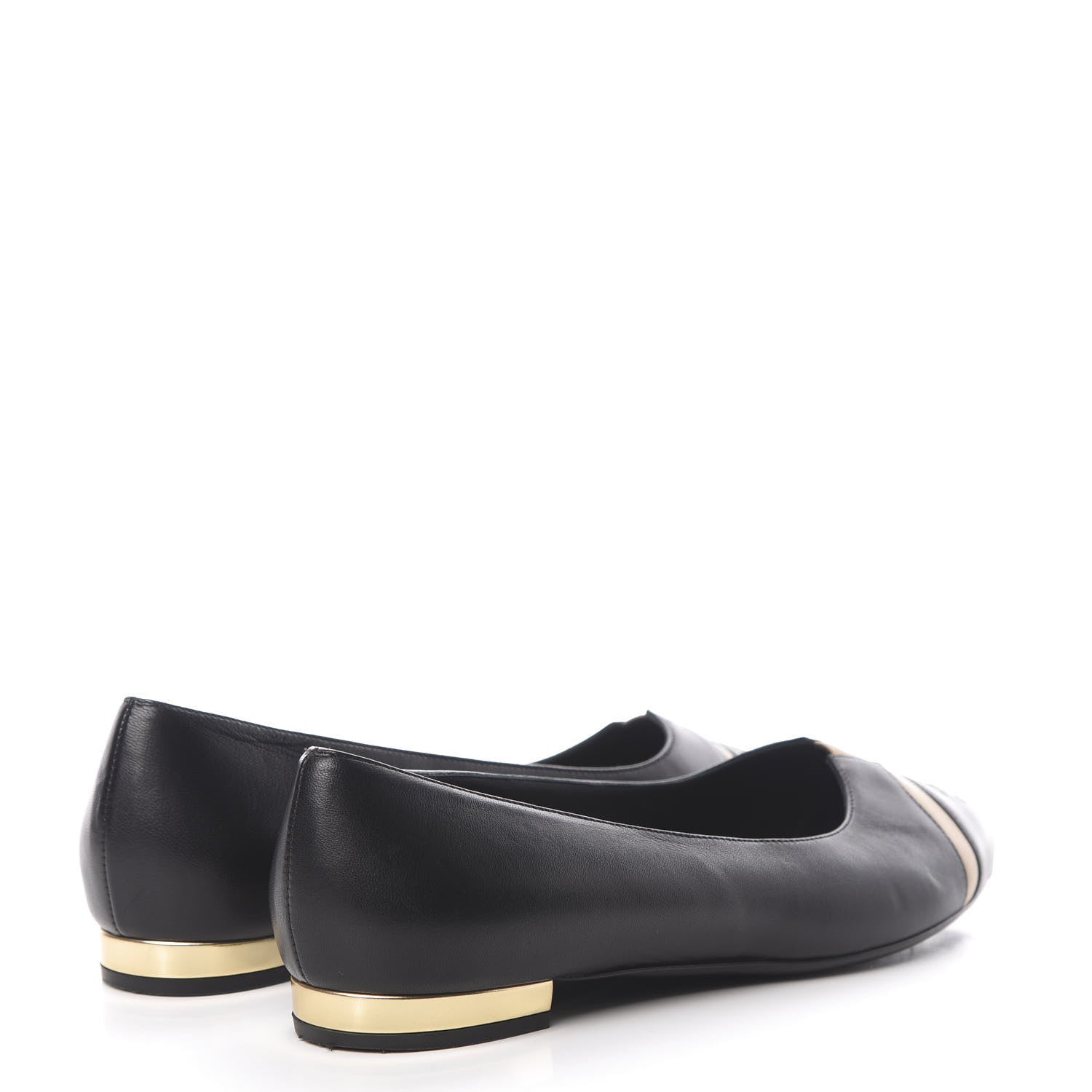 Chanel Lambskin CC Ballerina Flats 39 Black Beige 4 of 15