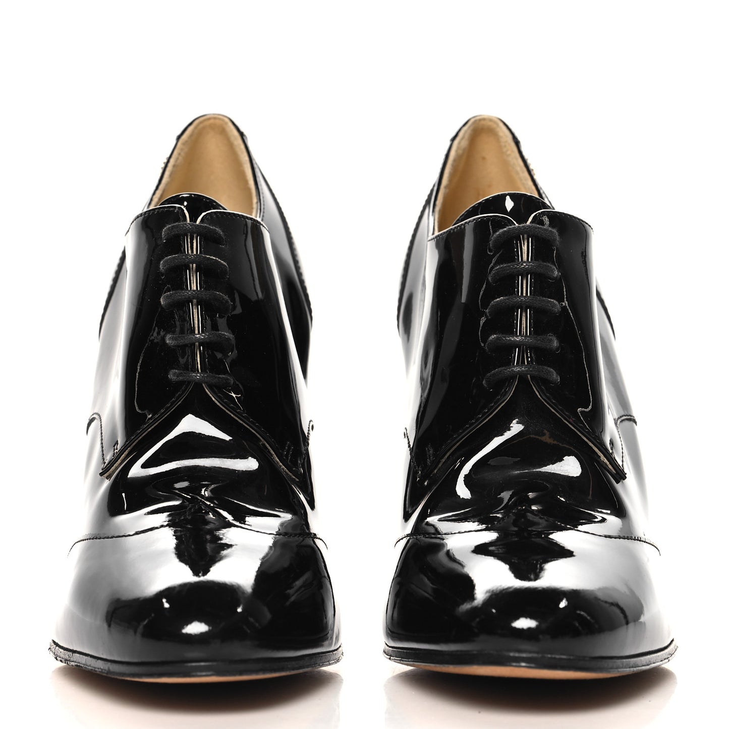 Patent Calfskin Oxford Lace Up Booties 39 Black