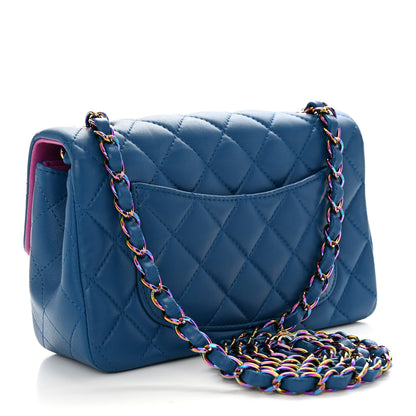 Chanel Lambskin Quilted Mini Rectangular Flap Blue Purple 3 of 10