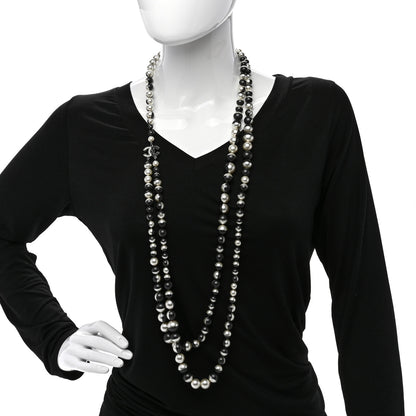 Chanel Pearl CC Long Necklace Silver Grey 2 of 4
