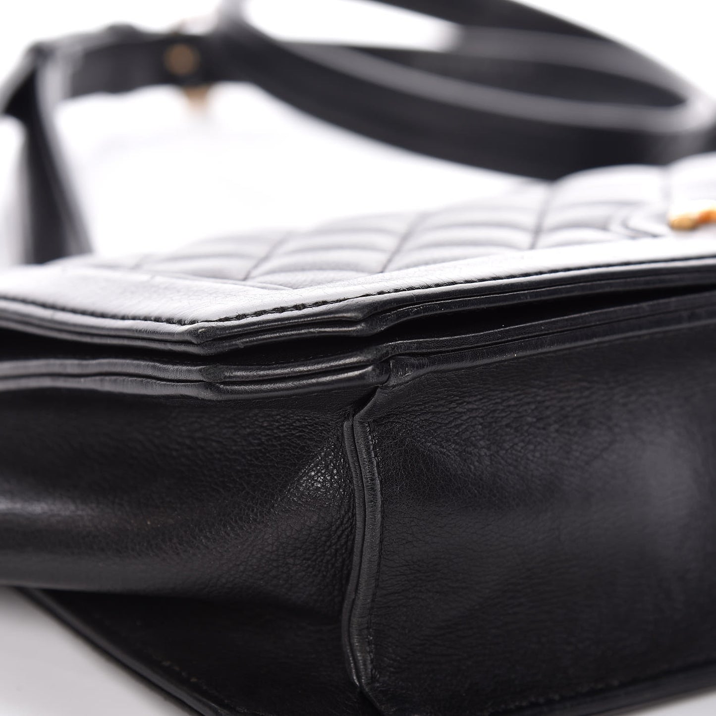 Grained Calfskin Quilted Medium Flap Black