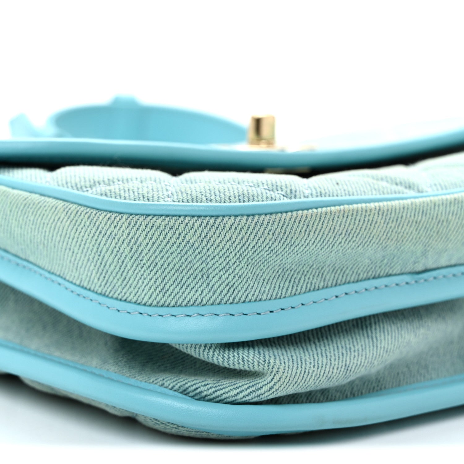 Chanel Denim Quilted Small Messenger Flap Neon Blue 9 of 10