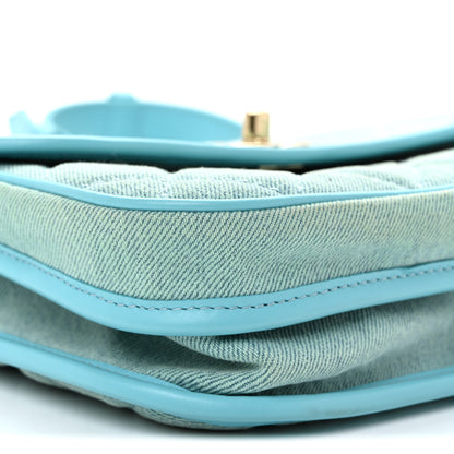Chanel Denim Quilted Small Messenger Flap Neon Blue 9 of 10