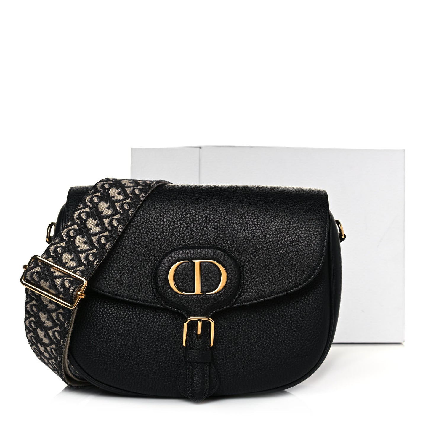 Grained Calfskin Large Bobby Flap Black