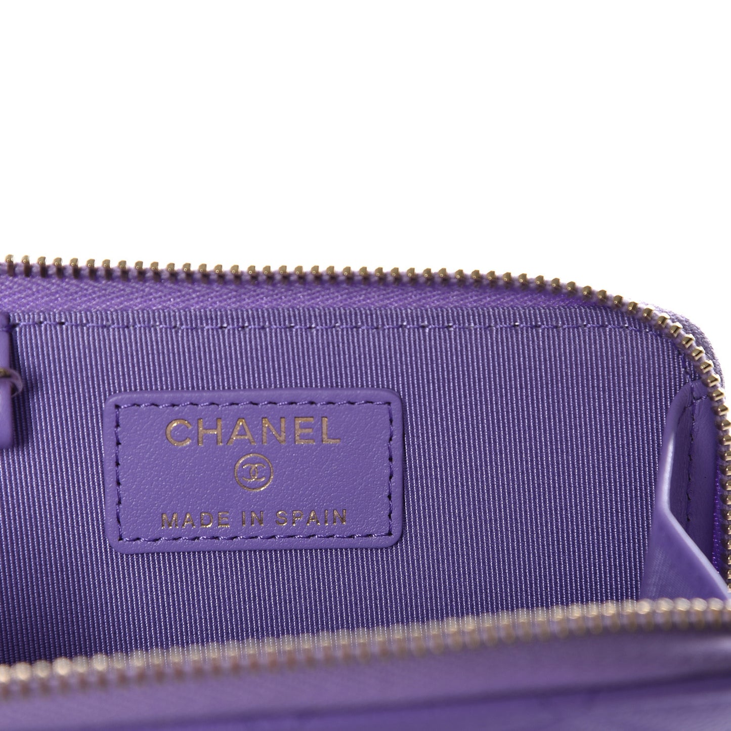 Caviar Quilted Zipped Key Holder Case Purple