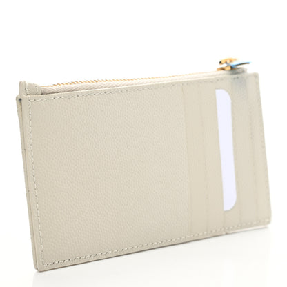 Saint Laurent Grain De Poudre Matelasse Chevron Monogram Fragments Zippered Card Case Crema Soft 3 of 8