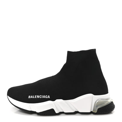 Balenciaga Neoprene Knit Womens Speed Clear Sole Sneakers 37 Black White 1 of 8