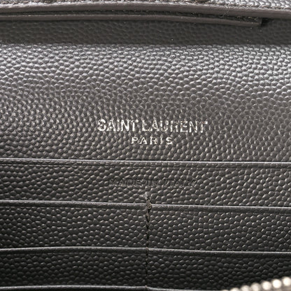 Saint Laurent Grain De Poudre Matelasse Chevron Monogram Chain Wallet Earth 6 of 10