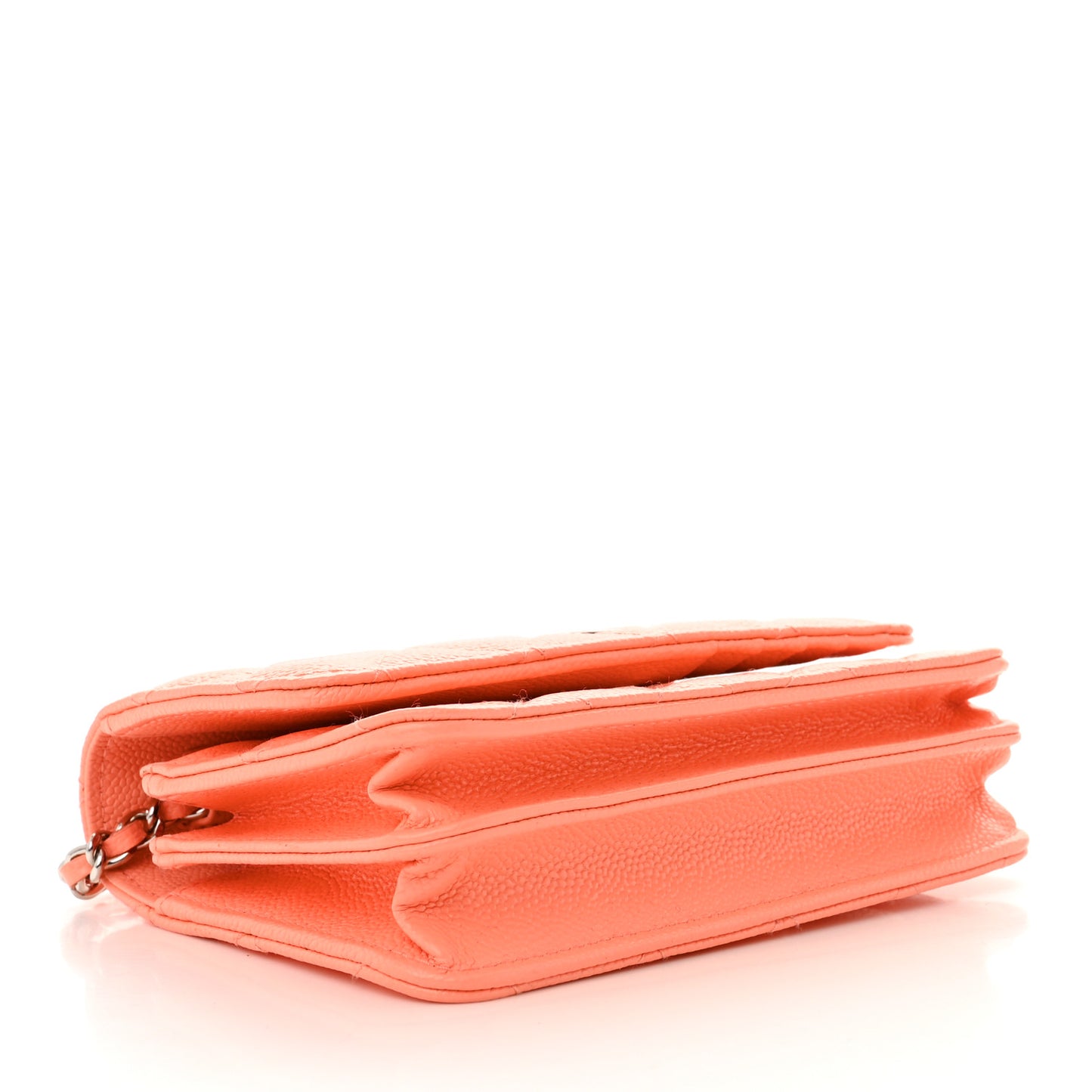 Caviar Quilted Mini Wallet On Chain WOC Coral