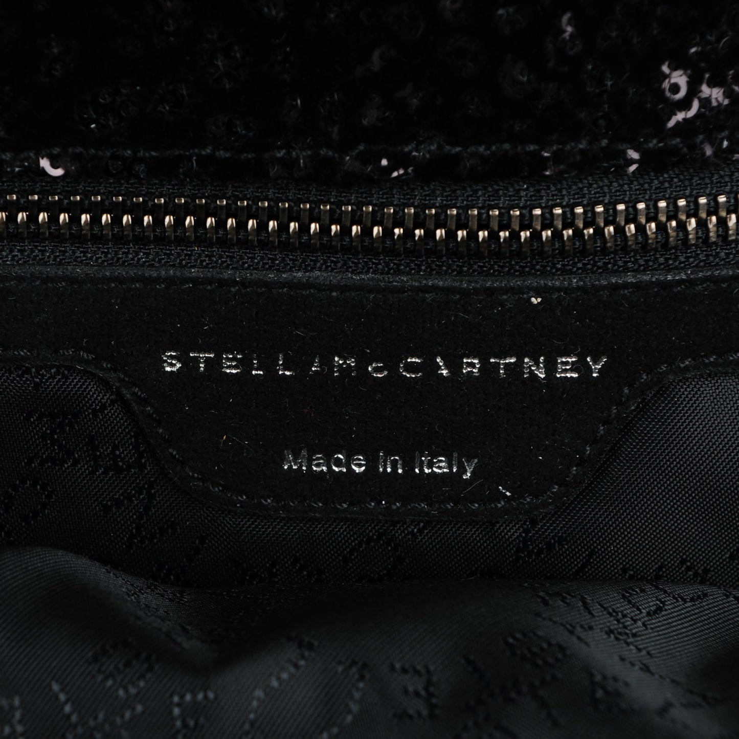 Sequin Velvet Large Falabella Tote Black