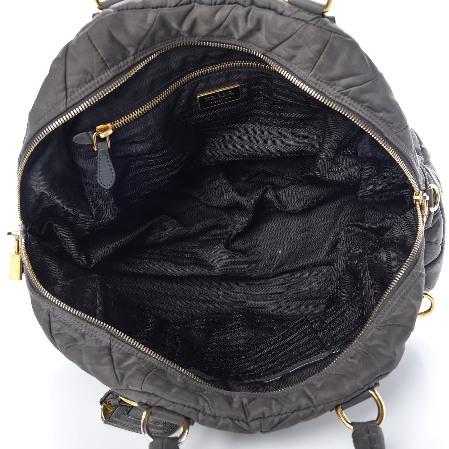 Tessuto Nylon Chevron Quilted Dome Satchel Grey