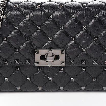 Valentino Garavani Craquele Nappa Rockstud Spike Wallet on Chain Black 9 of 9