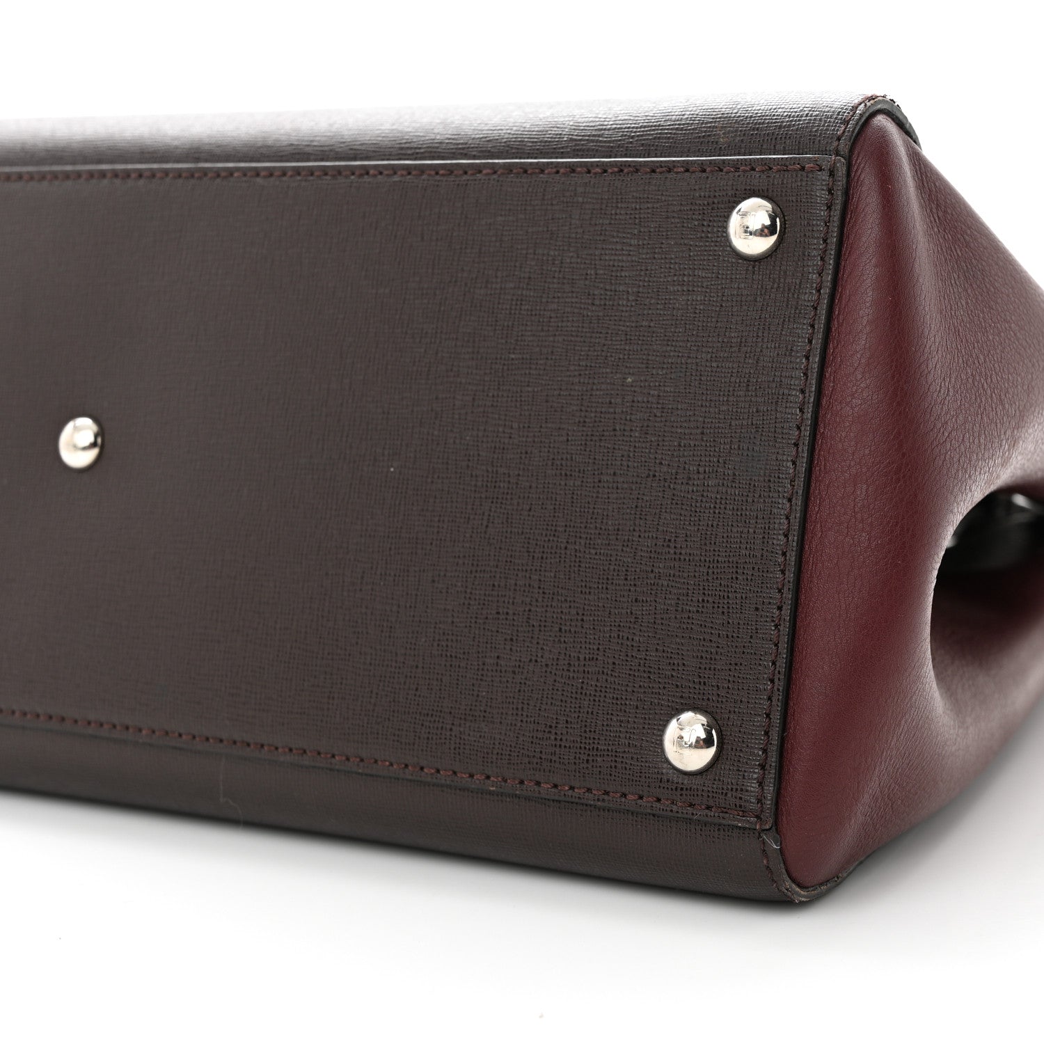 Fendi Vitello Elite Colorblock Regular 2Jours Tote Caffe Black Bordeaux Glicine 10 of 16