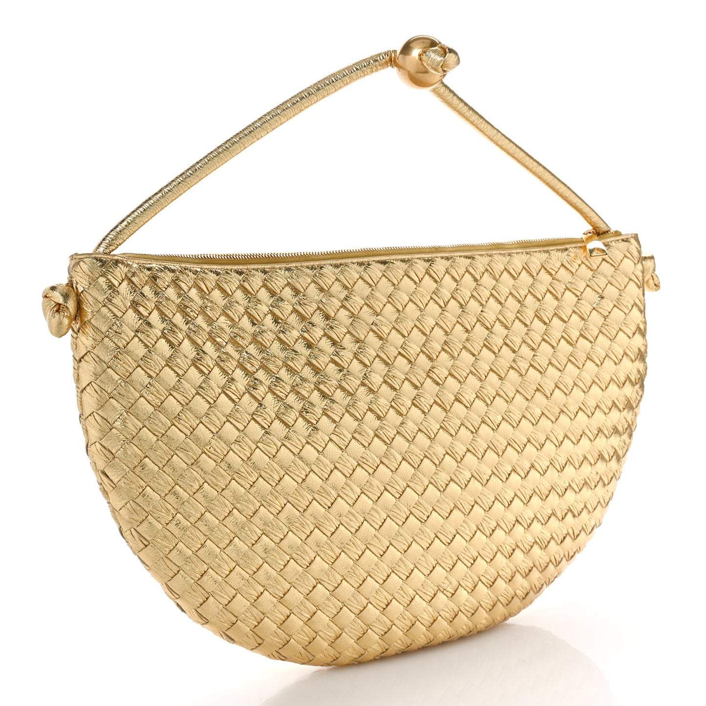 Metallic Nappa Intrecciato Medium Turn Pouch Gold