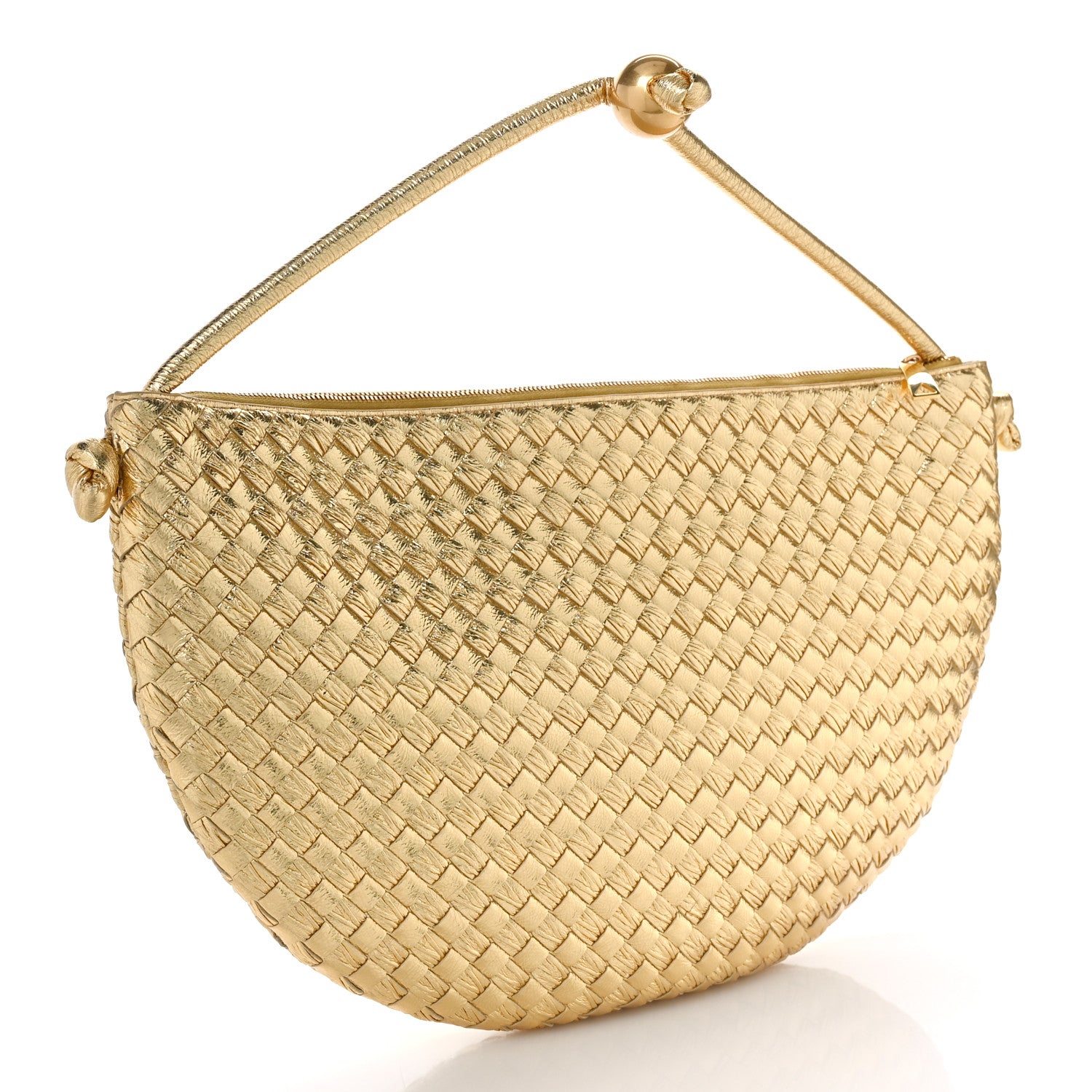 Bottega Veneta Metallic Nappa Intrecciato Medium Turn Pouch Gold 3 of 9