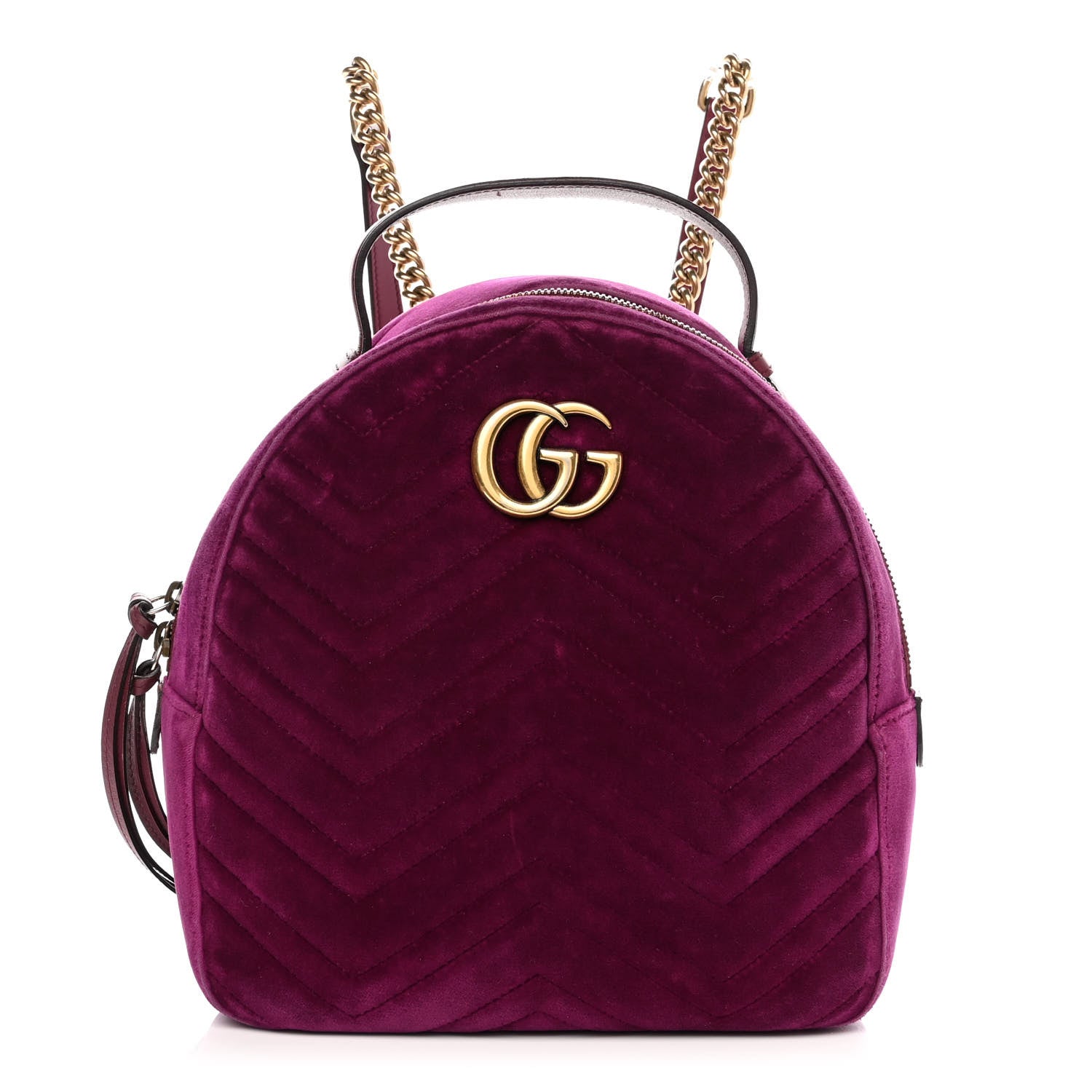 Gucci Velvet Matelasse GG Marmont Dome Backpack Fuchsia Violet Cyclamen 1 of 12