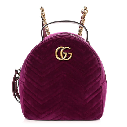 Gucci Velvet Matelasse GG Marmont Dome Backpack Fuchsia Violet Cyclamen 1 of 12