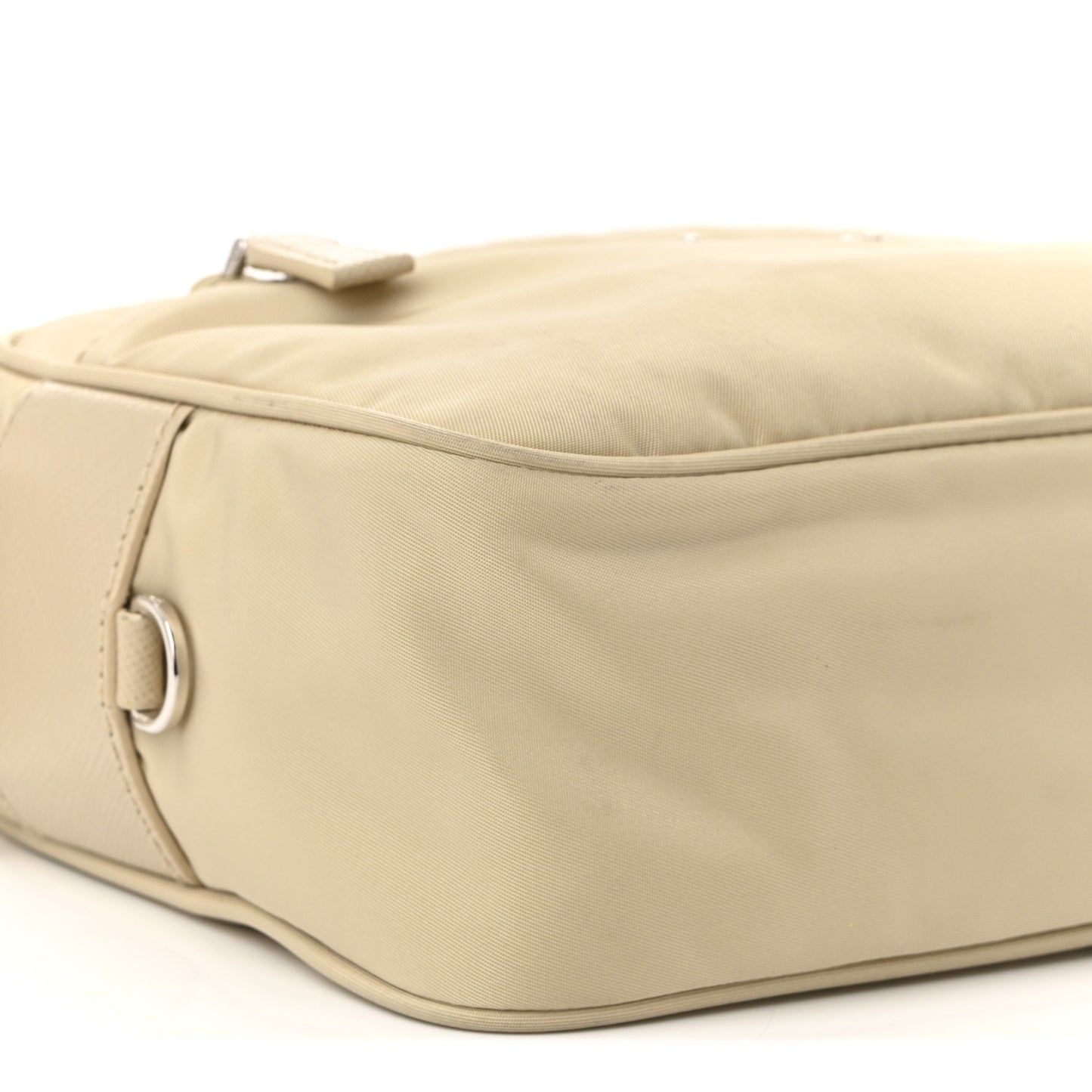 Re-Nylon Vela Saffiano Pocket Double Zip Shoulder Bag Deserto
