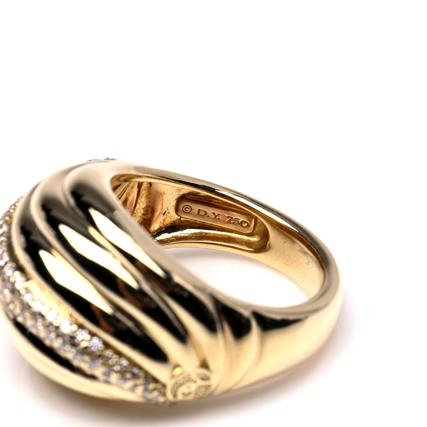 18K Yellow Gold Diamond Sculpted Cable Ring 56 7.5