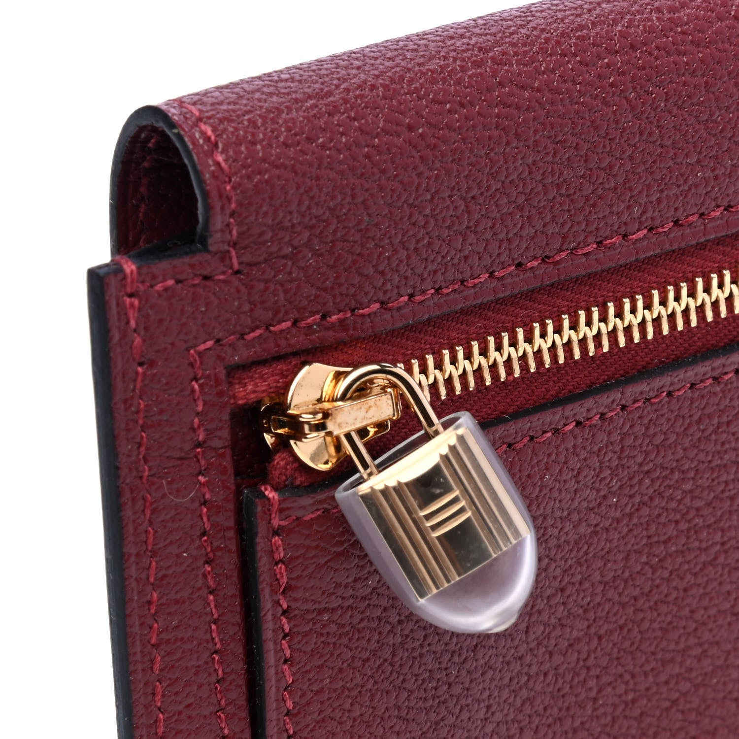 Hermes Chevre Mysore Kelly Pocket Compact Wallet Rouge H 5 of 6