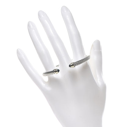 David Yurman Sterling Silver 14K Yellow Gold Blue Topaz 5mm Cable Classics Petite Color Bracelet 2 of 5
