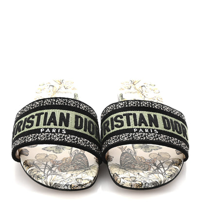 Christian Dior Canvas Embroidered Butterfly Dway Mules Slide Sandals 39 Green 3 of 10