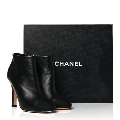Chanel Lambskin Grosgrain Pearl Cap Toe Boots 36.5 Black 9 of 9