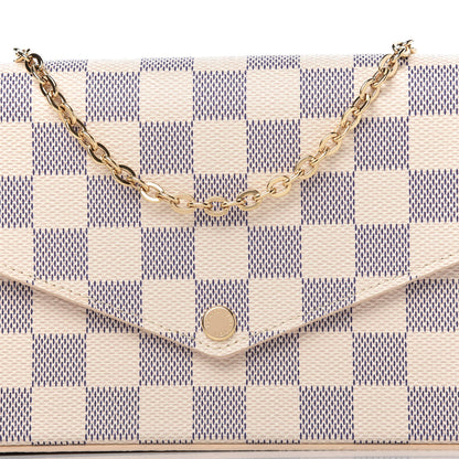 Louis Vuitton Damier Azur Pochette Felicie Chain Wallet Rose Ballerine 10 of 10
