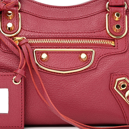 Balenciaga Chevre Gold Metallic Edge Hardware Mini City Rouge Grenat 8 of 10