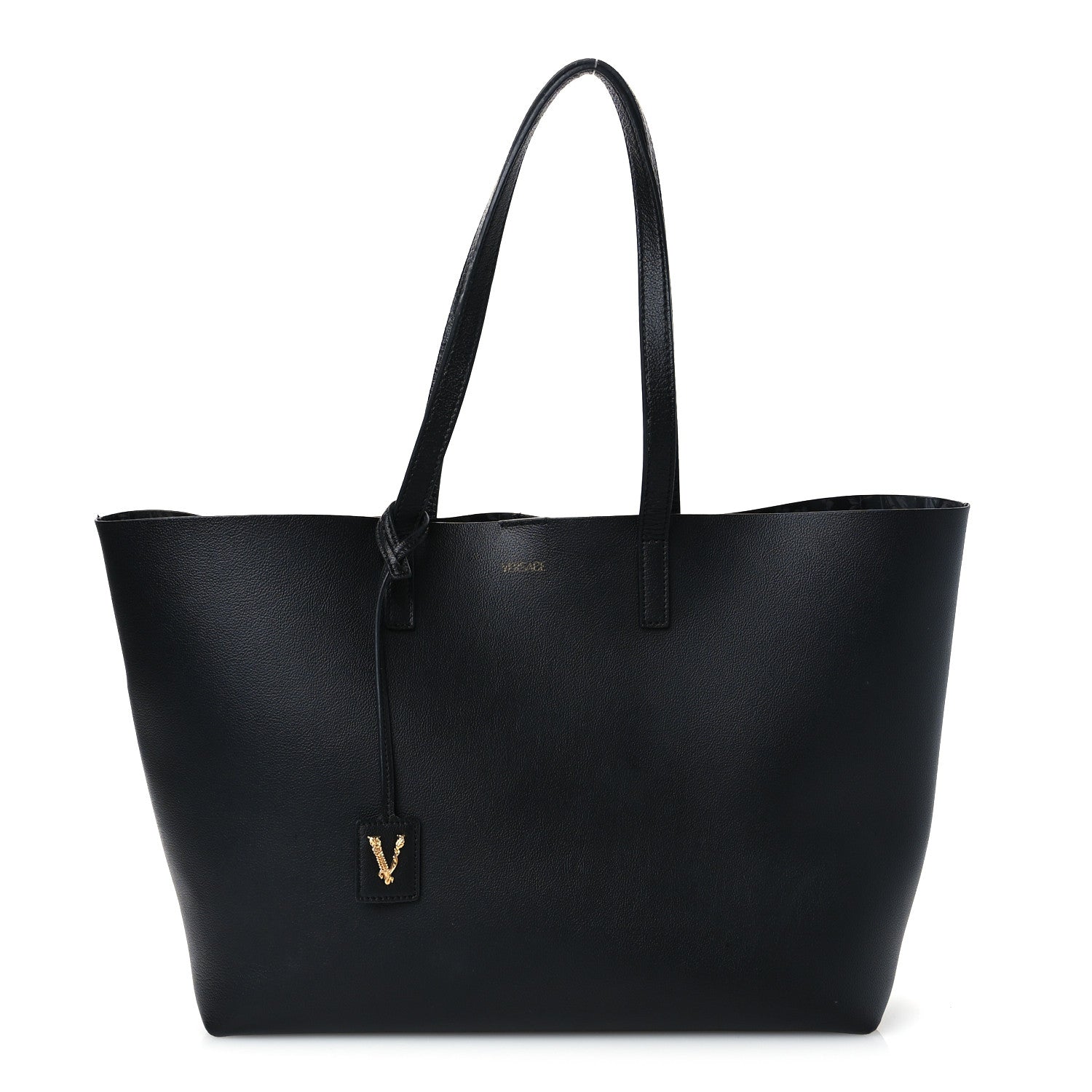 Versace Calfskin Virtus Tote Black 1 of 10