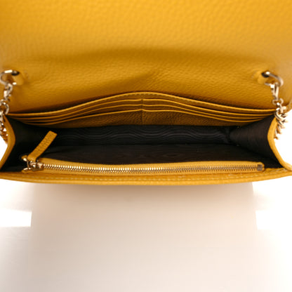 Gucci Pebbled Calfskin Soho Wallet on Chain New Buttercup 5 of 11