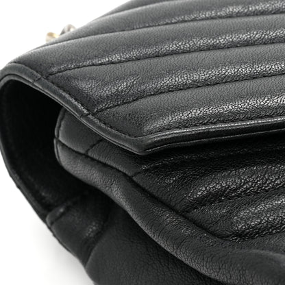 Saint Laurent Sheepskin Matelasse Chevron Monogram Large College Satchel Black 15 of 17