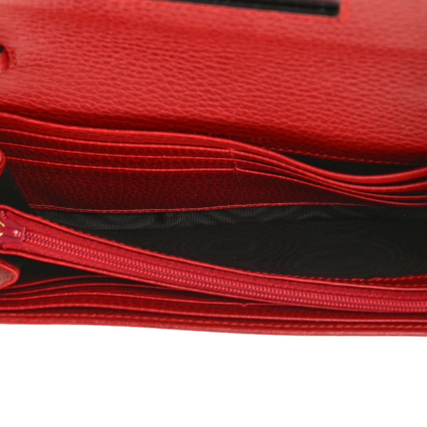 Dollar Calfskin Petite GG Marmont Wallet Chain Bag Hibiscus Red