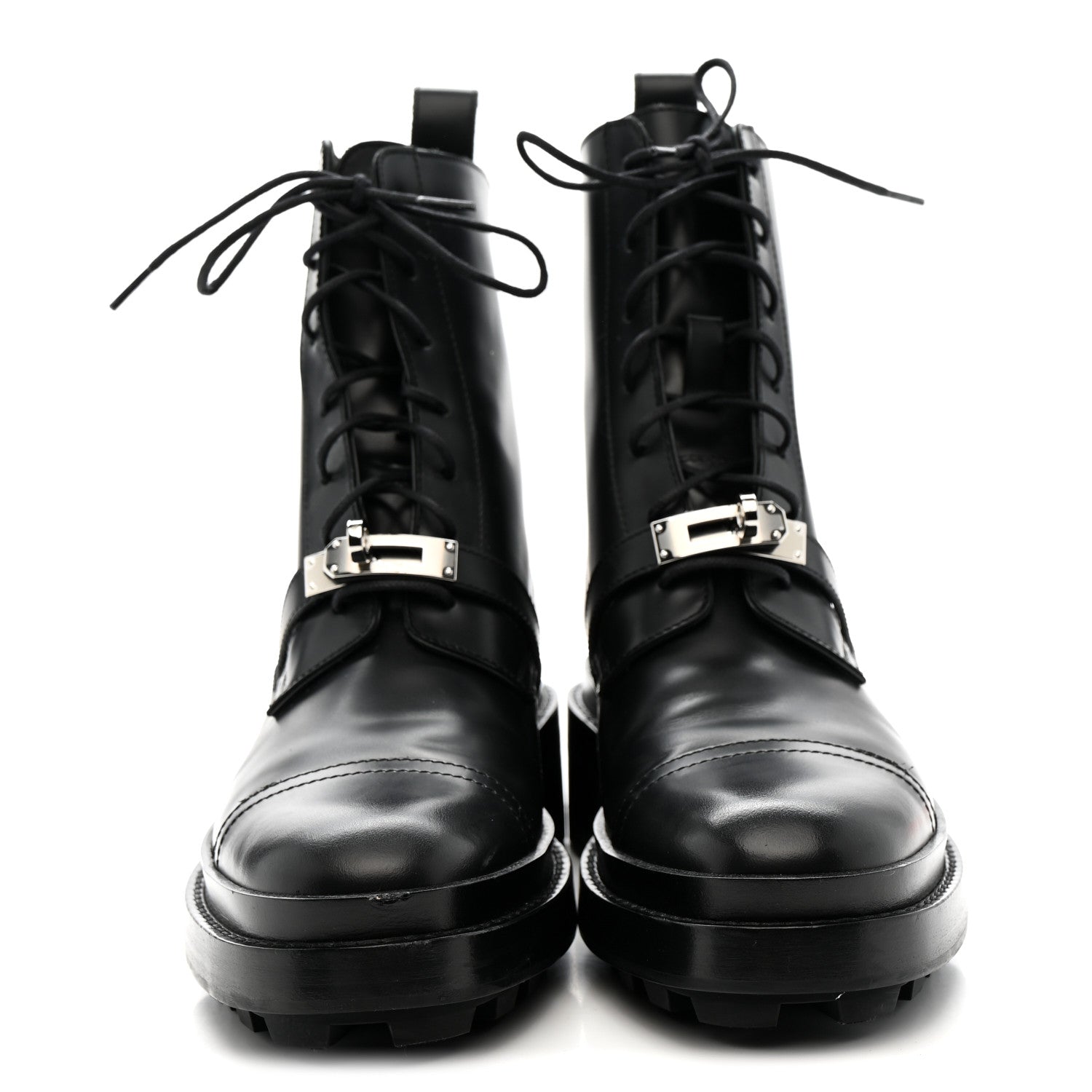 Hermes Glossed Calfskin Funk Ankle Boots 37.5 Black 3 of 8