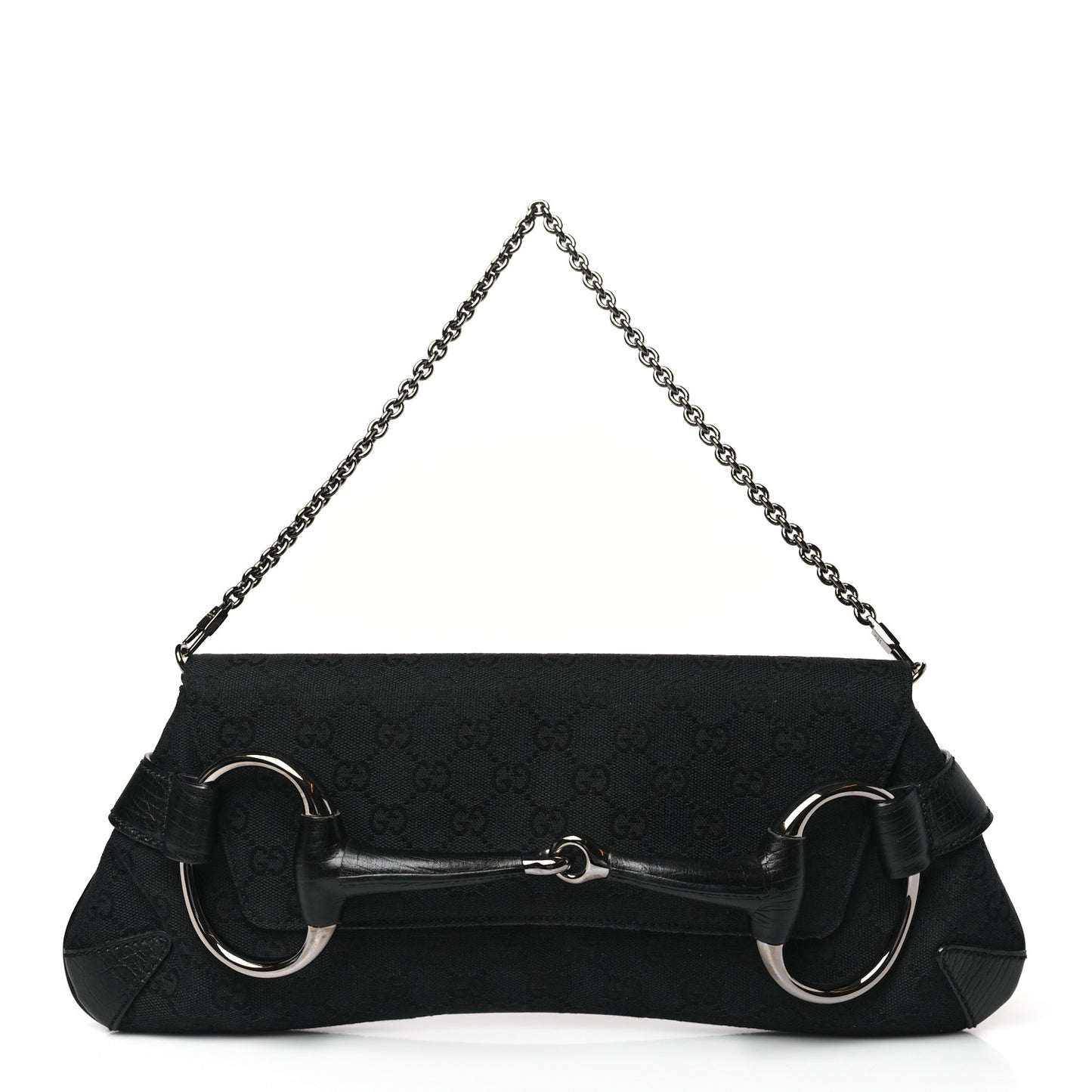 Monogram Horsebit Chain Clutch Black