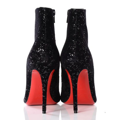 Christian Louboutin Velvet Patent Glitter Eloise Booty 100 Ankle Boots 37.5 Black 7 of 9