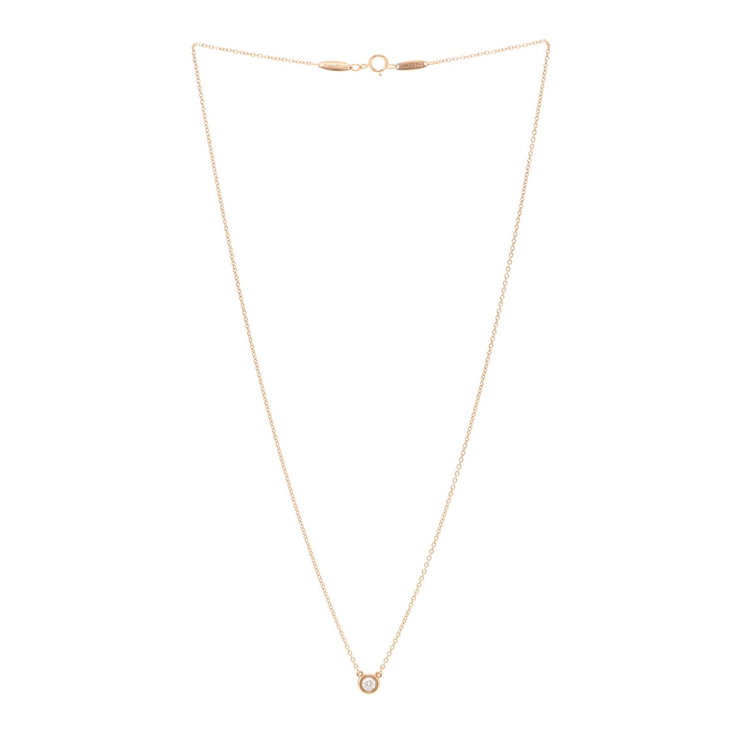 18K Rose Gold Diamond .14ct Elsa Peretti Diamonds by the Yard Pendant Necklace