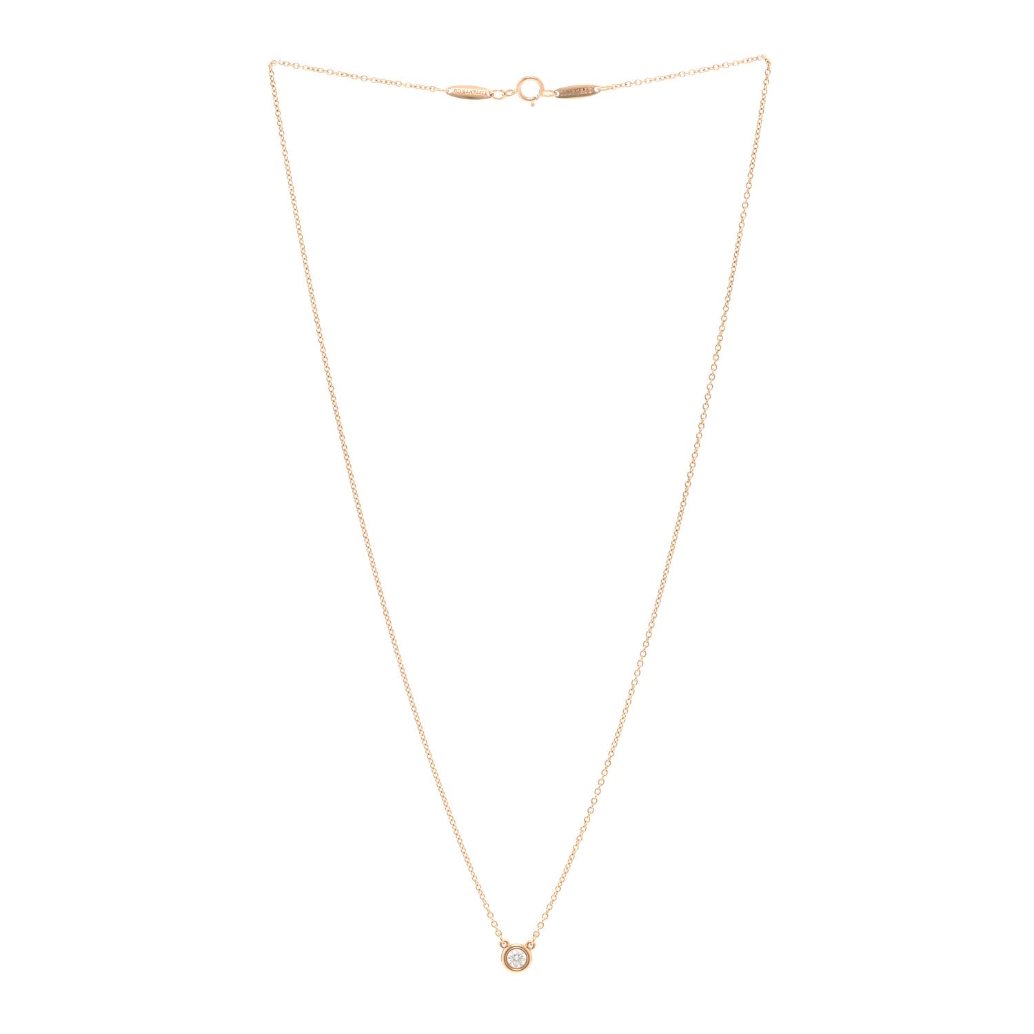 Tiffany 18K Rose Gold Diamond .14ct Elsa Peretti Diamonds by the Yard Pendant Necklace 4 of 5