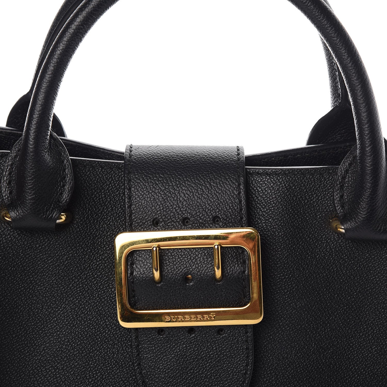Burberry Soft Grain Calfskin Small Buckle Tote Black 13 of 13