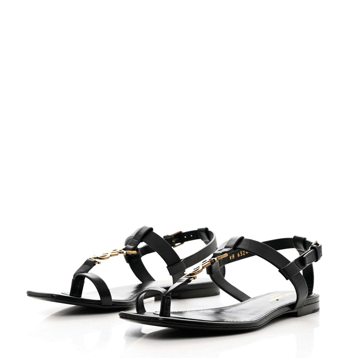 Calfskin Cassandra Monogram Sandals 39 Black
