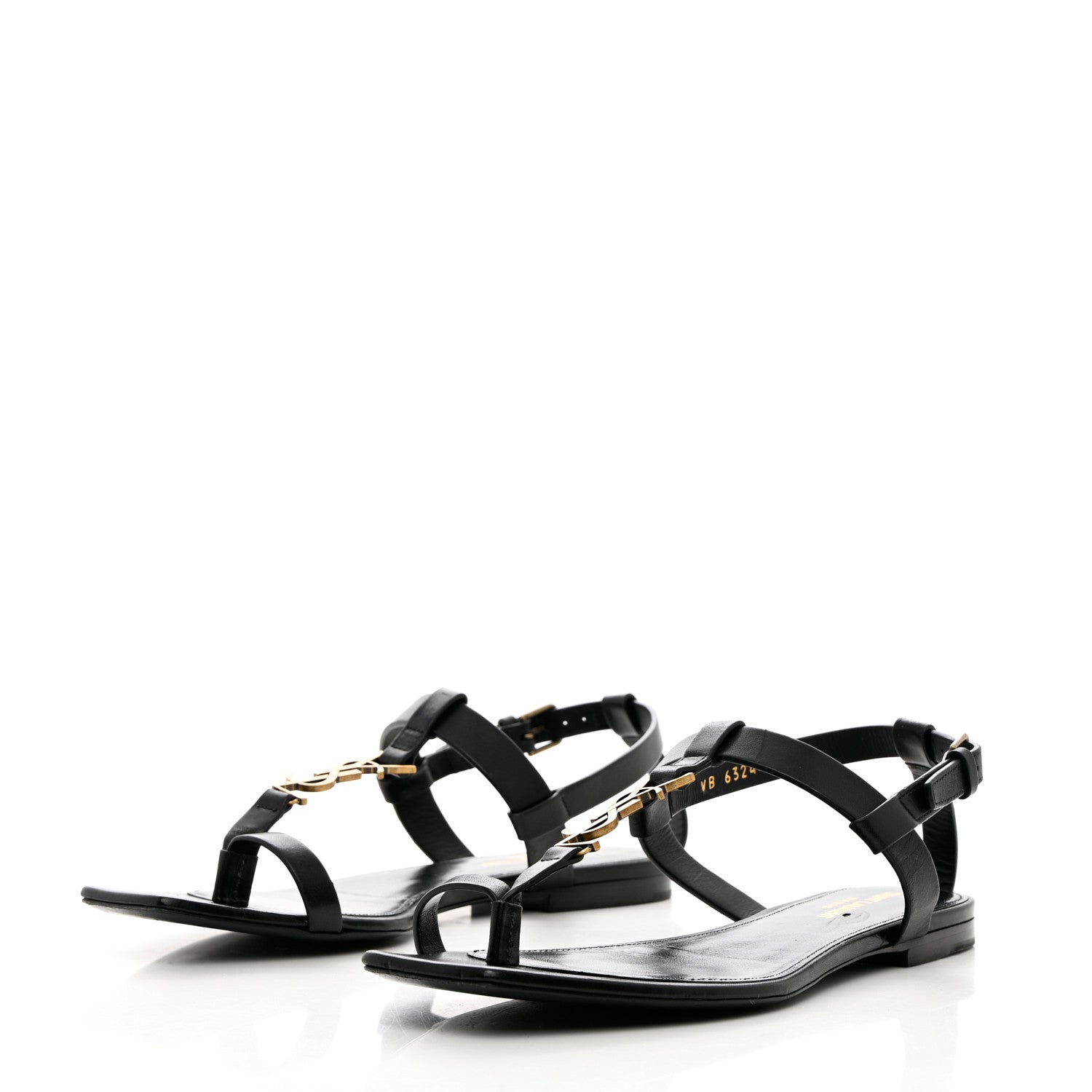 Saint Laurent Calfskin Cassandra Monogram Sandals 39 Black 3 of 12