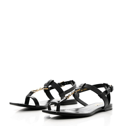 Saint Laurent Calfskin Cassandra Monogram Sandals 39 Black 3 of 12