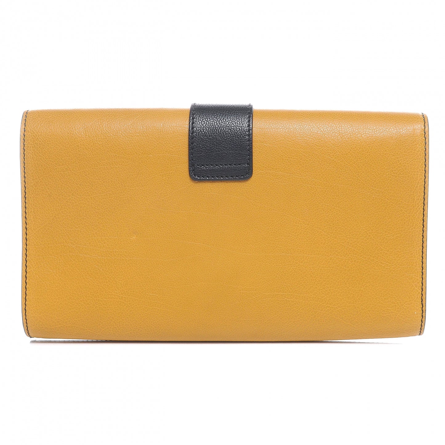 Leather ChYc Bi-Color Clutch Saffron Black
