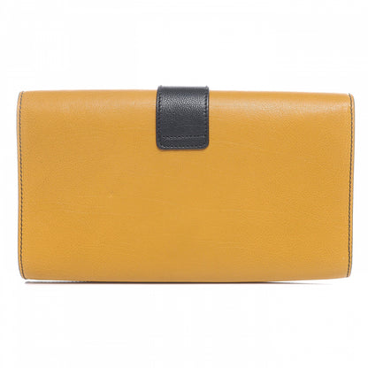 Saint Laurent Leather ChYc Bi-Color Clutch Saffron Black 3 of 7
