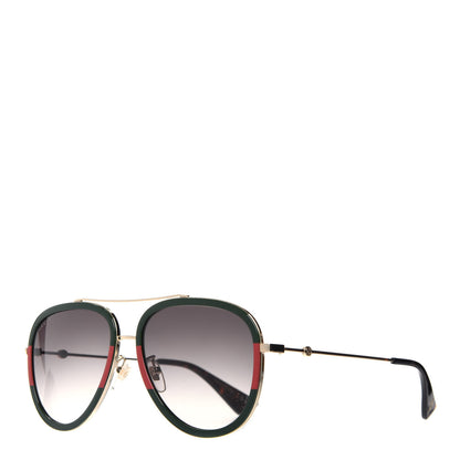 Gucci Web Aviator Sunglasses GG0062S Green Red 1 of 8