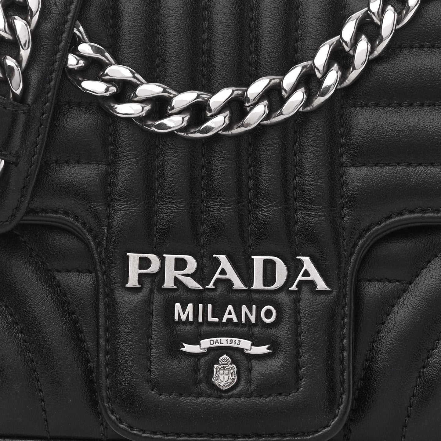 Soft Calfskin Impunture Diagramme Small Chain Flap Shoulder Bag Black