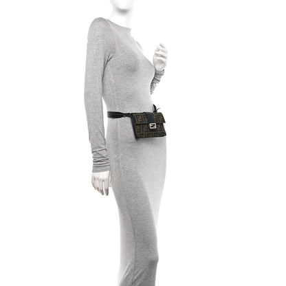 Fendi Recycled Fabric Jacquard Vitello Grace FF 1974 Baguette Belt Pouch Tobacco Moro Black 2 of 10