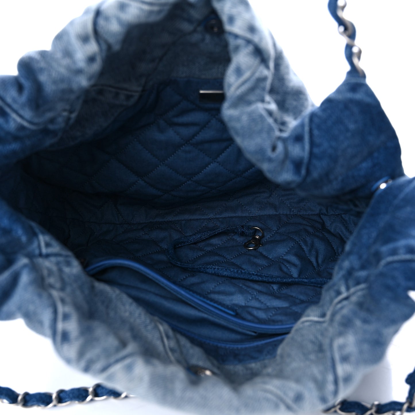 Denim Quilted Small Chanel 22 Blue